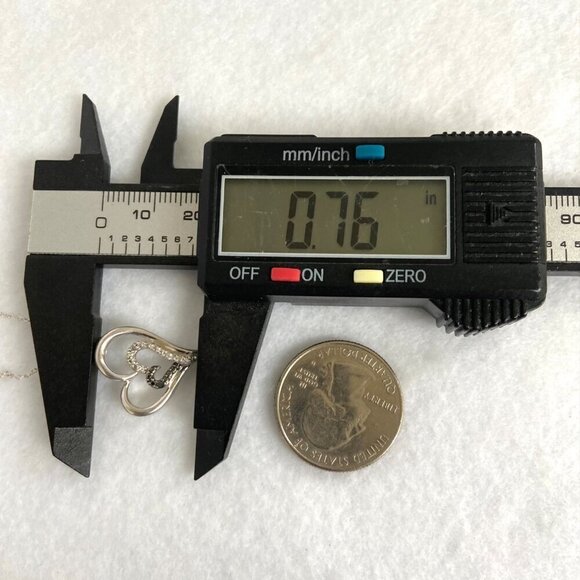 Sterling Silver 925 Diamond Open Heart Asymmetric Pendant Necklace 18" Chain - Picture 13 of 16